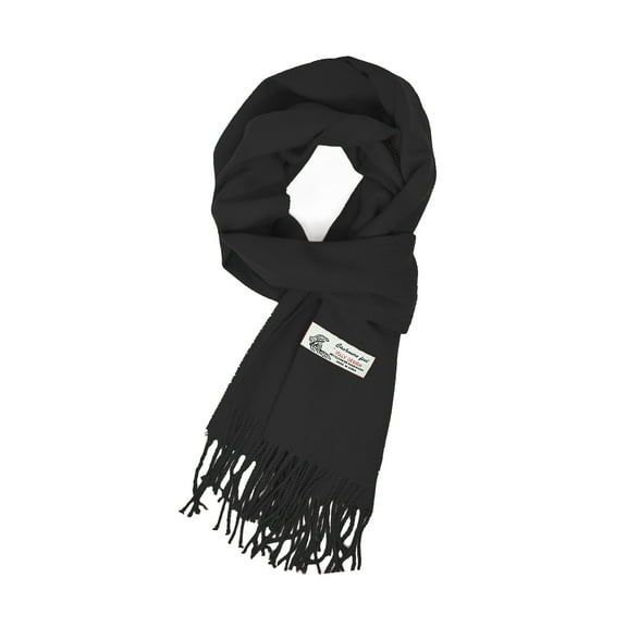 Unisex Winter Solid Plain Scarves Wool Feel Classic Super Soft Luxurious Scarf - Black