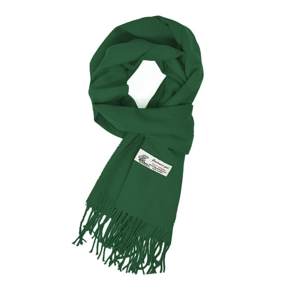 Unisex Winter Solid Plain Scarves Wool Feel Classic Super Soft Luxurious Scarf - Hunter Green