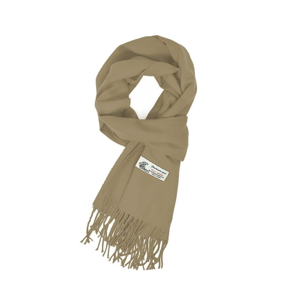 Unisex Winter Solid Plain Scarves Wool Feel Classic Super Soft Luxurious Scarf - Khaki