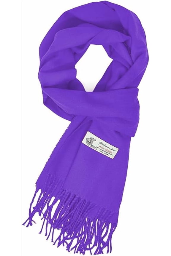 Unisex Winter Solid Plain Scarves Wool Feel Classic Super Soft Luxurious Scarf - Purple