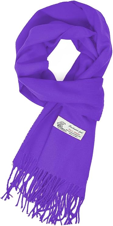 Unisex Winter Solid Plain Scarves Wool Feel Classic Super Soft Luxurious Scarf - Purple