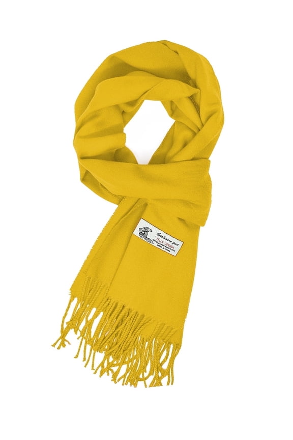 Unisex Winter Solid Plain Scarves Wool Feel Classic Super Soft Luxurious Scarf - Yellow