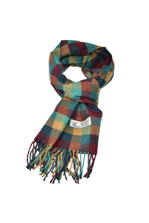 Unisex Winter Striped Checked Plaid Luxurious Scarf Soft Wool Feel Scarves Colorful Buffalo