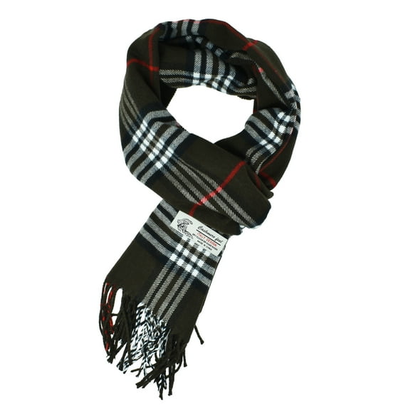 Unisex Winter Tartan Plaid Scarves Wool Feel Classic Super Soft Luxurious Scarf - Brown