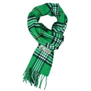 Unisex Winter Tartan Plaid Scarves Cashmere Feel Classic Super Soft Luxurious Scarf - Green