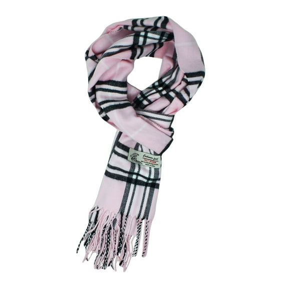 Unisex Winter Tartan Plaid Scarves Wool Feel Classic Super Soft Luxurious Scarf - Pink
