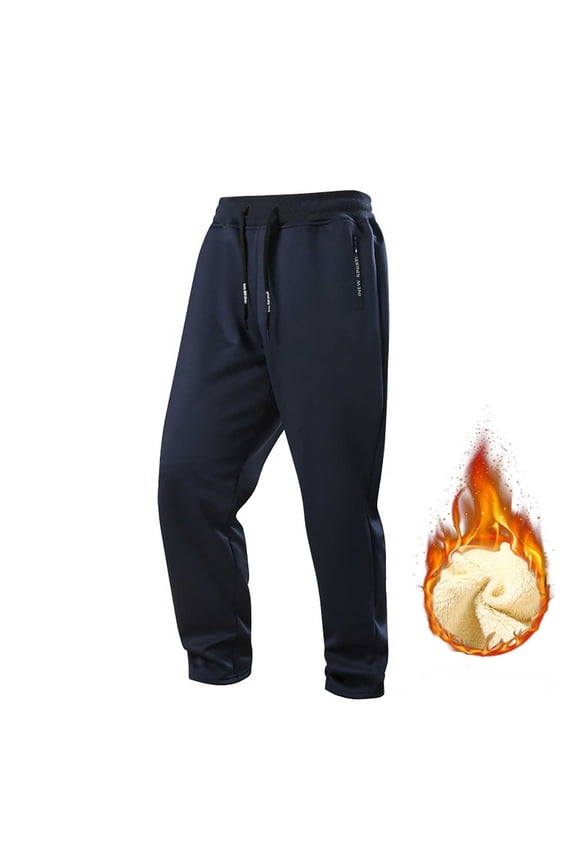 Unisex Winter Thermal Fleece Lined Pants, Heavyweight Warm Sweatpants, Extreme Cold Weather Joggers, Plush Lined Bottoms, Outdoor Activity Pants, Below Freezing Protection Dark Blue
