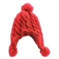 thumbnail image 1 of Unisex Winter Thick Cable Knit Soft Pom Pom Beanie Cap - Red, 1 of 1