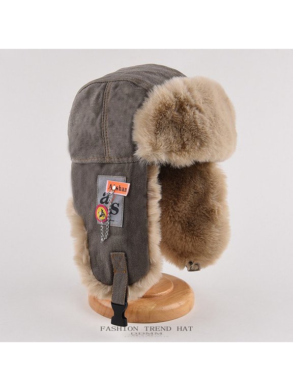 Unisex Winter Trapper Hat with Ear Flaps, Thick Warm Fleece-Lined Aviator Cap, Windproof Thermal Plush Hat for Cold Weather, Stylish Outdoor Riding and Skiing Cap for Men & Women