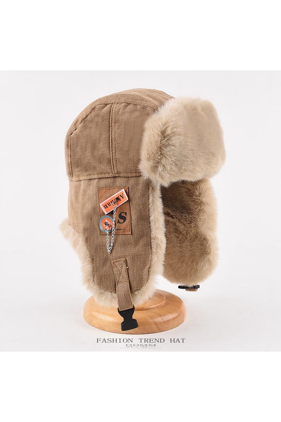 Unisex Winter Trapper Hat with Ear Flaps, Thick Warm Fleece-Lined Aviator Cap, Windproof Thermal Plush Hat for Cold Weather, Stylish Outdoor Riding and Skiing Cap for Men & Women