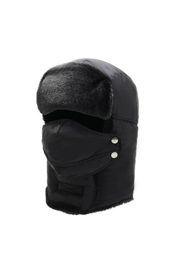 Unisex Winter Trapper Hat Earflap Hat for Men Faux Fur Ear Flaps Hat Outdoor Skiing Hunting Hat,Black