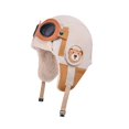 thumbnail image 1 of Unisex Winter Trapper Hat, Faux Fur Aviator Style Hat with Fold-Down Ear Flaps & Goggles, Warm Pilot Hat for Motorcycle & Snow Beige 1pcs, 1 of 2