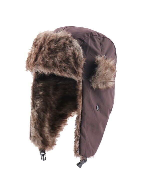 Unisex Winter Trapper Hat Fleece Lined Windproof Warm Ski Cap With Earmuffs Outdoor One Size