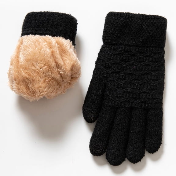 Unisex Winter Warm Acrylic Knitted Full-Finger Gloves - Trendy Style for Driving Running Hiking Cycling