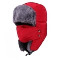 thumbnail image 1 of Unisex Winter Warm Bomber Hat for Men Women Thermal Fuzzy Fleece Lined Trapper Trooper Cap with Ear Flaps & Mouth Cover Outdoor Lei Feng hat, 1 of 2