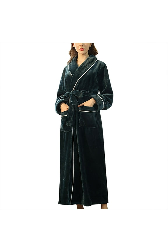 Unisex Winter Warm Plush Robes Long Fleece Bathrobe Super Warm Soft Cozy Thick Velour Bathrobe for Women and Men