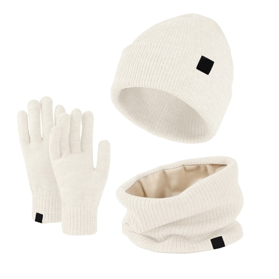 Unisex Winter Warm Soft Hat Scarf Gloves Set Knit Snow Cap Mittens Winter Set for Easy Clean Knit Hat Scarf Gloves Walking Favorite Scarf a Hat Gloves