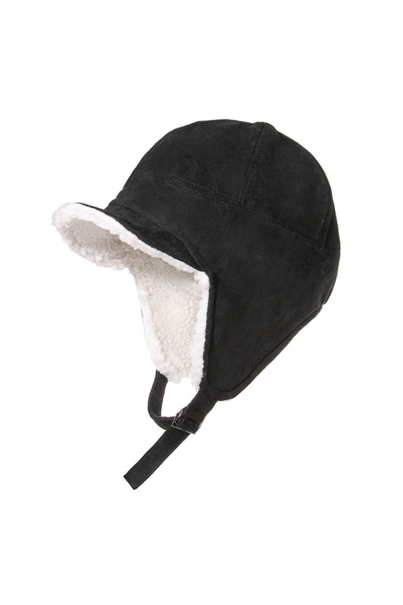 Unisex Winter Warm Trapper Hat with Visor Brim Thermal Plush Lined Outdoor Cycling Ski Windproof Baseball Earflap Cap
