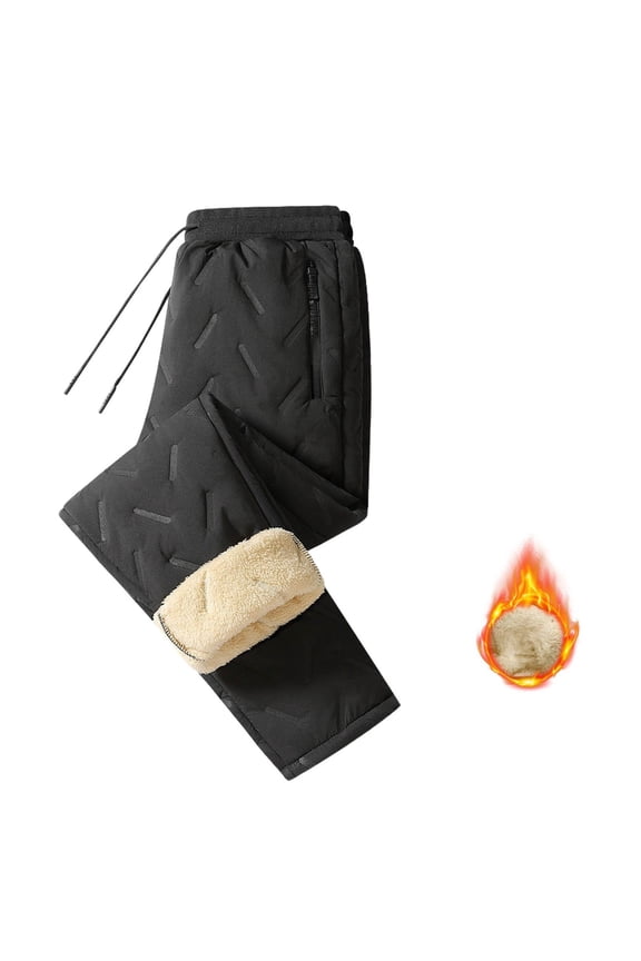 Unisex Winter Windproof Fleece Lined Pants, Water-resistant Sherpa Lined Thermal Pants with Zippered Side Pockets for Outdoor Sports, Skiing and Casual Winter Wear Black XXXXXXXXL