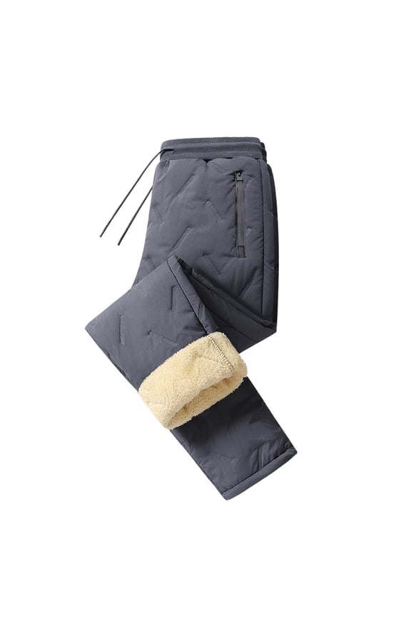 Unisex Winter Windproof Waterproof Fleece Lined Cotton Pants, Lamb Wool Thickened Thermal Outdoor Sports Casual Unisex Warm Trousers for Men and Women Cold Weather Wear Grey XXXXL
