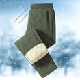 thumbnail image 1 of Unisex Winter Windproof Waterproof Fleece Lined Cotton Pants, Lamb Wool Thickened Thermal Outdoor Sports Casual Unisex Warm Trousers for Men and Women Cold Weather Wear Green XXXXXXXXL, 1 of 5