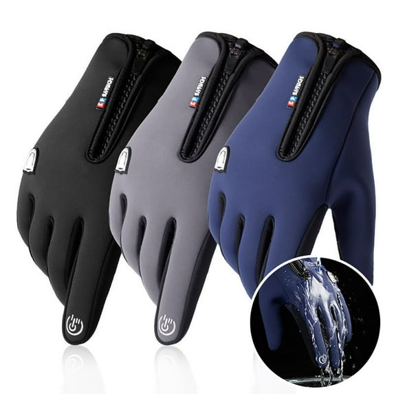 Unisex Winter Windproof Waterproof Touch Screen Zip Warm Cycling Skiing Gloves