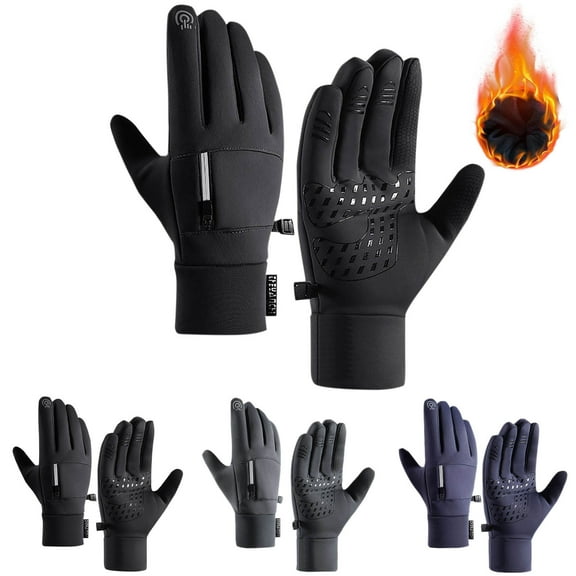Unisex Women Men Winter Gloves Touch Screen Windproof Waterproof Warm Glove for Running Driving Cycling Hiking Biking Outdoor Sports Daily Work Gray