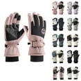 thumbnail image 1 of Unisex Women Men Winter Gloves with Thick Velvet Touch Screen Waterproof Windproof Outdoor Sport Skiing Daily Work Gloves Pink, 1 of 3