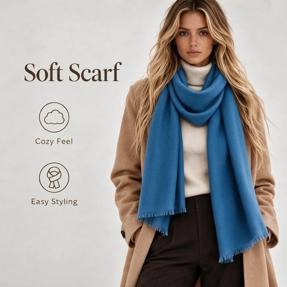 Unisex Women Men's Scarves Classic Wool Blend Scarf Solid Long Winter Scarf
