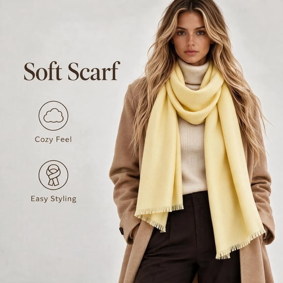 Unisex Women Men's Scarves Classic Wool Blend Scarf Solid Long Winter Scarf