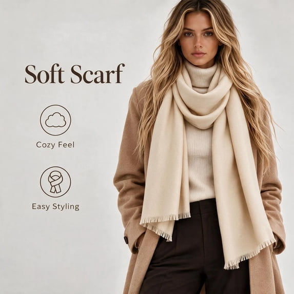 Unisex Women Men's Scarves Classic Wool Blend Scarf Solid Long Winter Scarf
