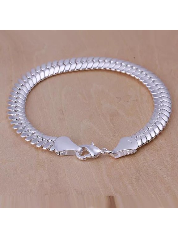 Unisex Women's 925 Sterling Silver Bracelet 8 Inches 8MM Lobster L4