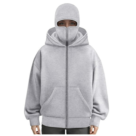 Unisex Women's Full Zip Hooded Casual Double Hood Long Sleeve Warm Hooded Sweatshirt