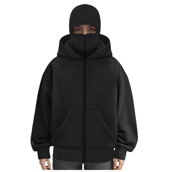 Unisex Women's Full Zip Hooded Casual Double Hood Long Sleeve Warm Hooded Sweatshirt