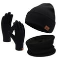 thumbnail image 1 of Unisex Womens&Mens Adult Winter Warm Hat Gloves Scarf Three Piece Set Winter Outdoor Cold Proof Plush Knitted Hat Gloves Scarf Sets, 1 of 3