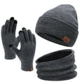thumbnail image 1 of Unisex Womens&Mens Adult Winter Warm Hat Gloves Scarf Three Piece Set Winter Outdoor Cold Proof Plush Knitted Hat Gloves Scarf Sets, 1 of 3