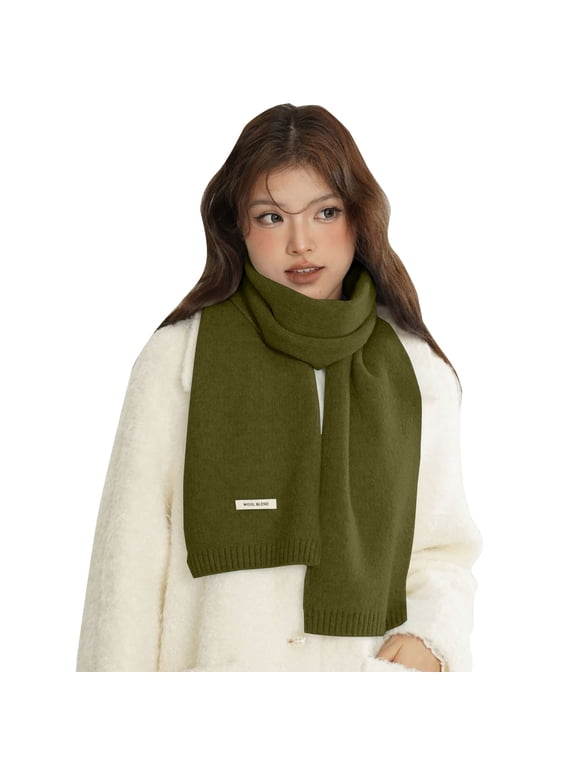Unisex Wool Blend Scarf,Solid Warm Knitted Shawl,Couple Casual Neck Wear,Fall Winter Solid Color Wool Blended Scarf Soft Knitted Warm Breathable Minimalist Versatile Neck Wear for Couple
