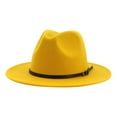 thumbnail image 1 of Unisex Wool Fedora Hat Wide Brim Belt Band Vintage Party Church Fashion Hat, 1 of 6