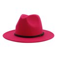 thumbnail image 1 of Unisex Wool Fedora Hat Wide Brim Belt Band Vintage Party Church Fashion Hat, 1 of 7