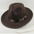 thumbnail image 1 of Unisex Wool Felt Fedora Hat Wide Brim Vintage Style Structured Panama Cap for Men Women Autumn Winter Formal Casual Occasions Black, 1 of 5