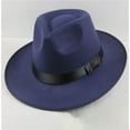 thumbnail image 1 of Unisex Wool Felt Fedora Hat Wide Brim Vintage Style Structured Panama Cap for Men Women Autumn Winter Formal Casual Occasions Black, 1 of 5