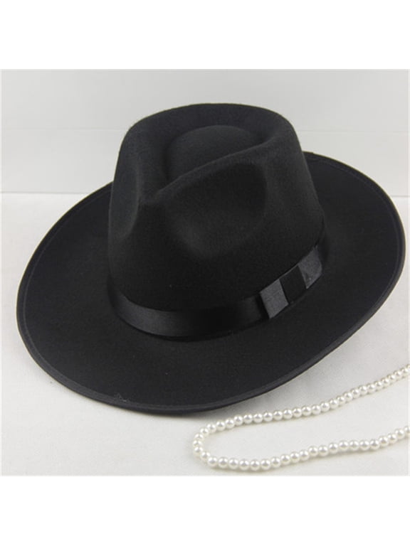 Unisex Wool Felt Fedora Hat Wide Brim Vintage Style Structured Panama Cap for Men Women Autumn Winter Formal Casual Occasions Black