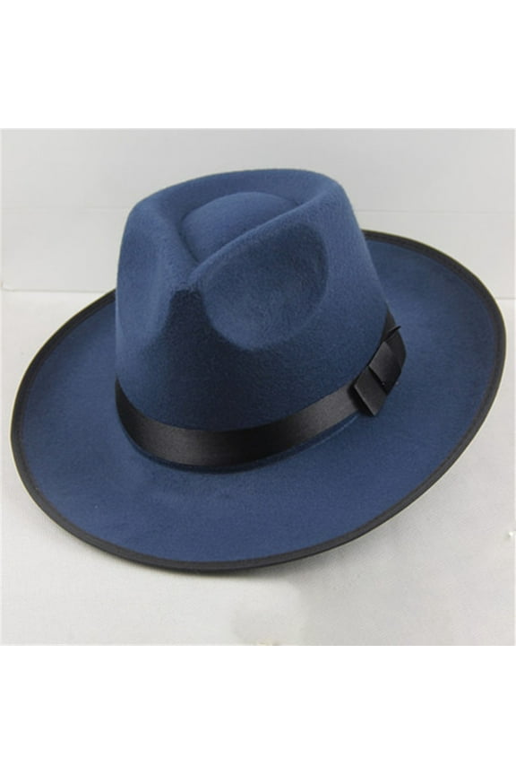 Unisex Wool Felt Fedora Hat Wide Brim Vintage Style Structured Panama Cap for Men Women Autumn Winter Formal Casual Occasions Black