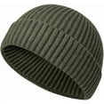 thumbnail image 1 of Unisex Wool Knit Cuff Short Fisherman Beanie for Men Women, Trawler Beanie Watch Hats Winter Caps (Army Green), 1 of 9