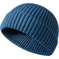 thumbnail image 1 of Unisex Wool Knit Cuff Short Fisherman Beanie for Men Women, Trawler Beanie Watch Hats Winter Caps (Lake Blue), 1 of 8