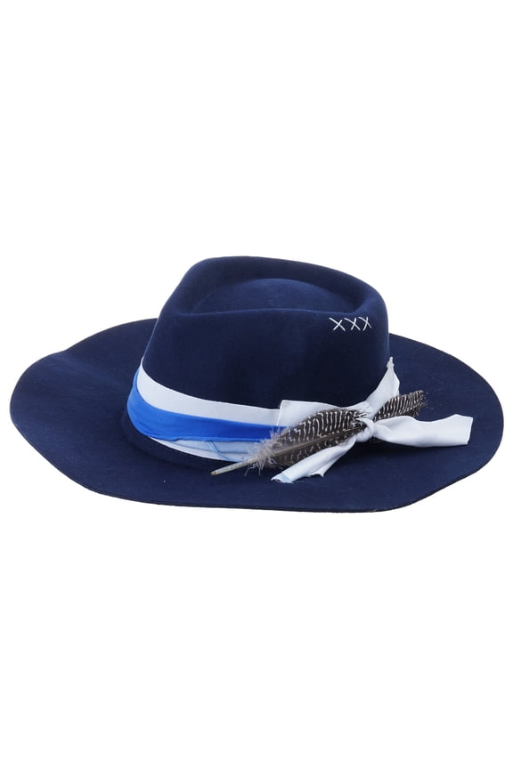 Unisex Wool Western Hat Fashionable Jazzy Hat Wide Brims Feathered Fedoras Hat for Outdoor Adventures and Music Festival