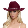 thumbnail image 1 of Unisex Woolen Cowboy Top Hat - Rhinestone Decor, Adjustable Strap, Western Style for Party/Halloween/ (One Size), 1 of 4