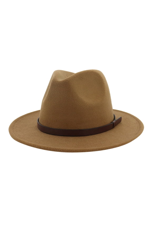 Unisex Woolen Fedora Jazz Hat Wide Flat Brim Panama Cap Classic Retro Fedora for Couples Travel