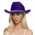 thumbnail image 1 of Unisex Woolen Western Cowboy Top Hat - Rhinestone Embellished, Adjustable Strap, One Size, Polyester, for /Festival, 1 of 4