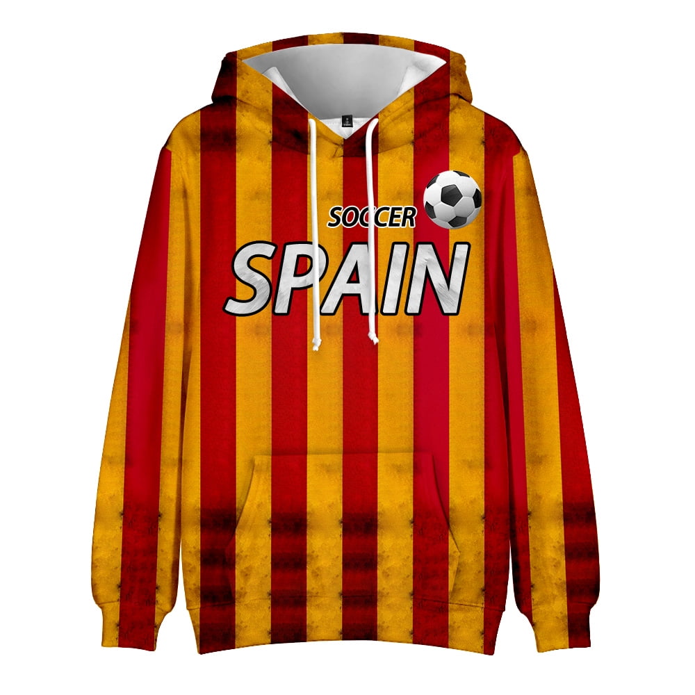 Unisex World Cup Costume Sweatshirt Flag Fashion Hoodie Hoodies Hooded 3D Print Flag Long National Pullover of Spain Sleeve